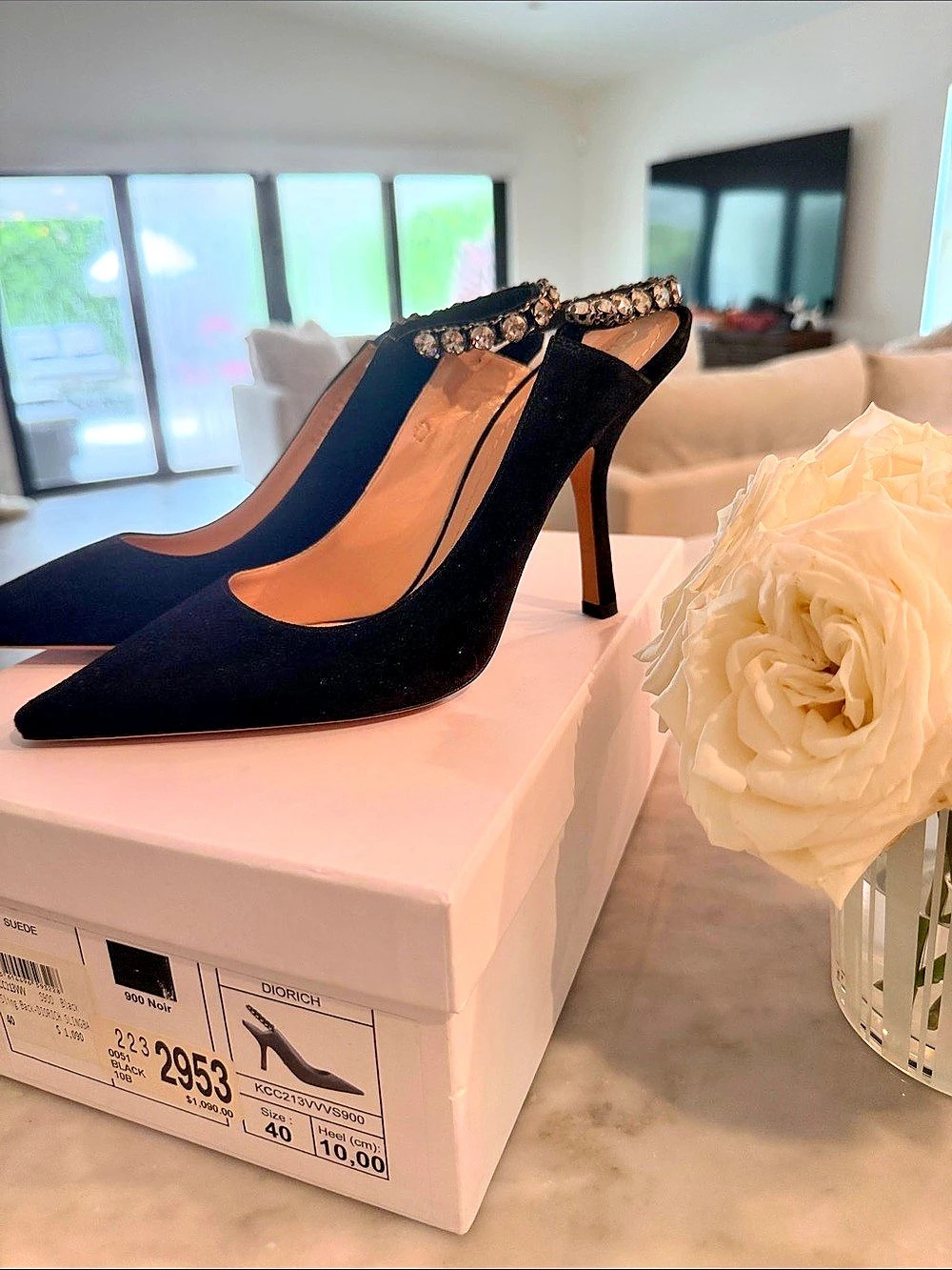 Christian Dior J'Adior slingback pump Black Suede EU 40 Like New